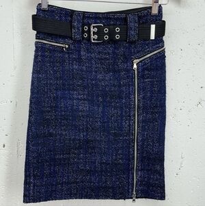 Marc by Marc Jacobs Size O Navy Blue Tweed Lined Pencil Skirt